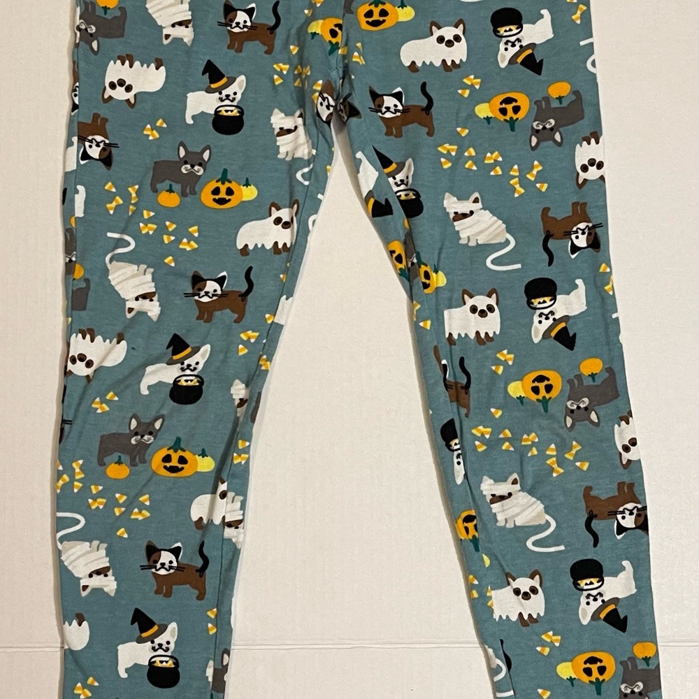 Lands' End Kids Festive Leggings - Teal and Yellow
